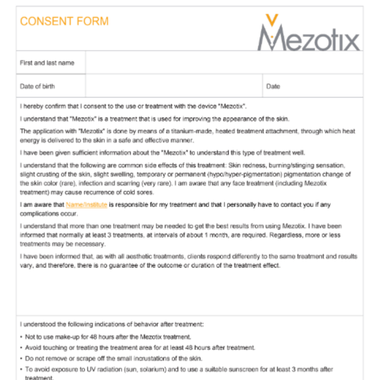 Mezotix Consultation Forms x50